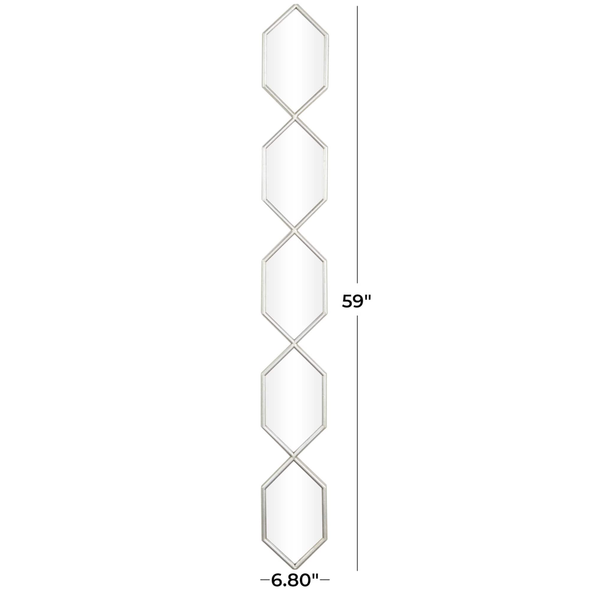 Silver Metal Slim Stacked Chain 5 Layer Wall Mirror with Trellis Pattern 7" x 1" x 59"